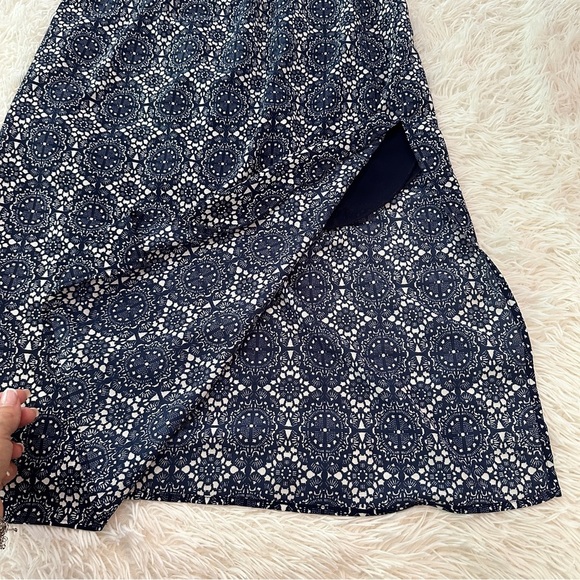 Allison Joy One Shoulder Ruffle Navy White Print Sundress Size M - Picture 6 of 16